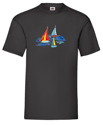 FRUIT OF THE LOOM T-shirt με στάμπα K1305  ΜΑΥΡΟ